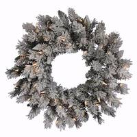 Vickerman 24" Artificial Flocked Sugar Pine Wreath 45 LED Warm White Lights
