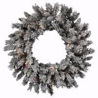 Vickerman 24" Artificial Flocked Sugar Pine Wreath 50 Multi-Color Lights