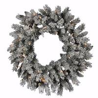 Vickerman 30" Artificial Flocked Sugar Pine Wreath 45 LED Warm White Lights