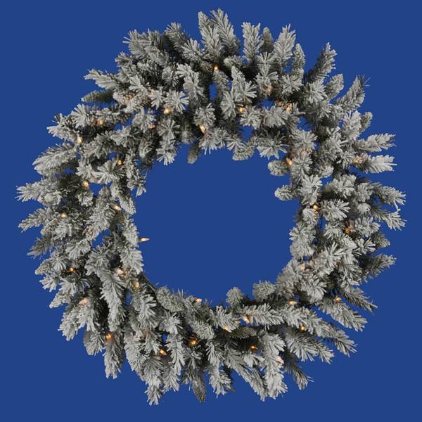 60" Artificial Flocked Sugar Pine 400 Clear DuraLit Miniature Lights