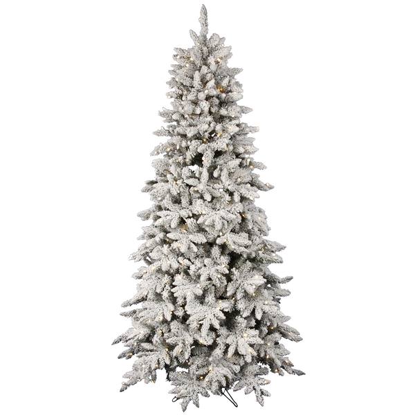 3.5' x 32" Artificial Flocked Olympia Fir 135 LED Warm White Lights