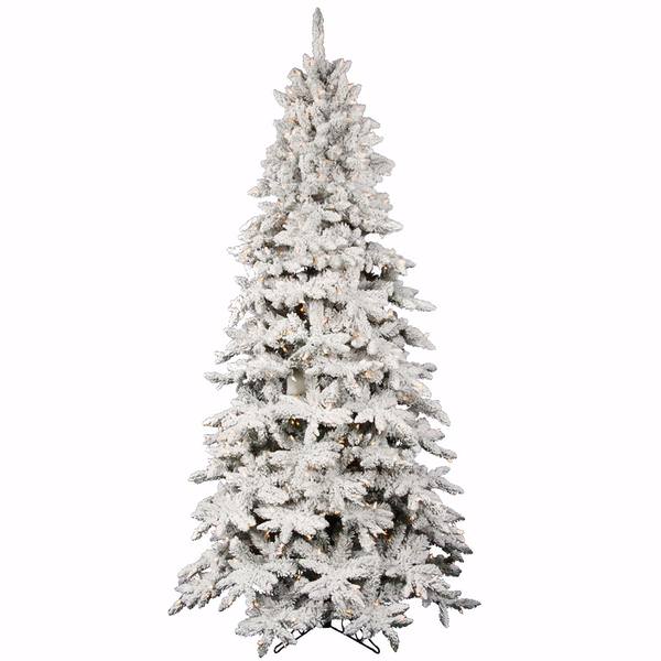 7.5' x 48" Artificial Flocked Olympia Fir 700 Clear Lights