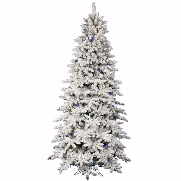 7.5' x 48" Artificial Flocked Olympia Fir 550 LED Multi-Color Lights