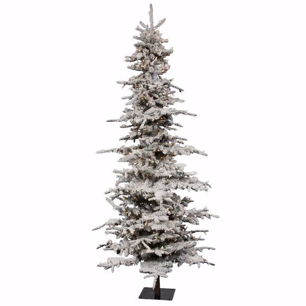 7.5' x 54" Artificial Flocked Georgian Fir 550 Clear Lights