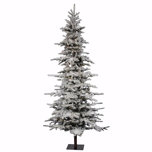 7.5' x 54" Artificial Flocked Georgian Fir 350 Italian LED Warm White Lights