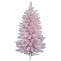 Vickerman 3' x 22" Flocked Pink Spruce 50 Clear Miniature Lights