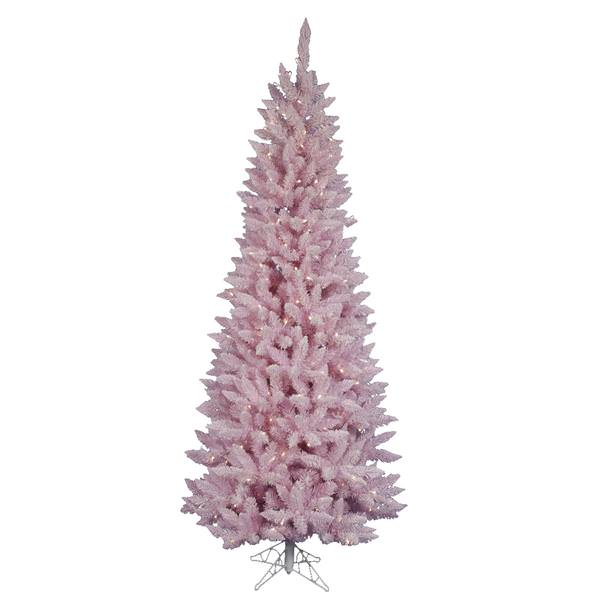 3' x 22" Flocked Pink Spruce 45 LED Warm White LED Lights