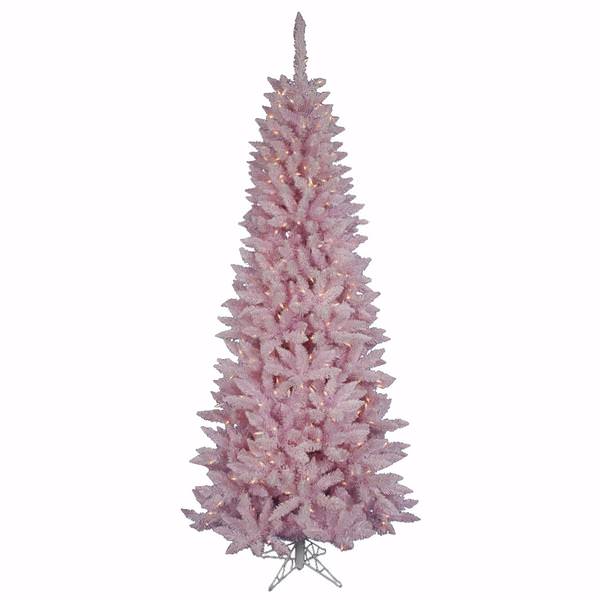 7.5' x 39" Flocked Pink Spruce 400 Clear Miniature Lights