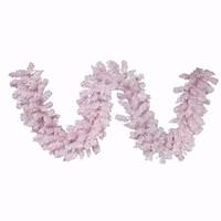 Vickerman 9' x 14" Artificial Flocked Pink Spruce Garland 45 Italian LED Warm White Lights