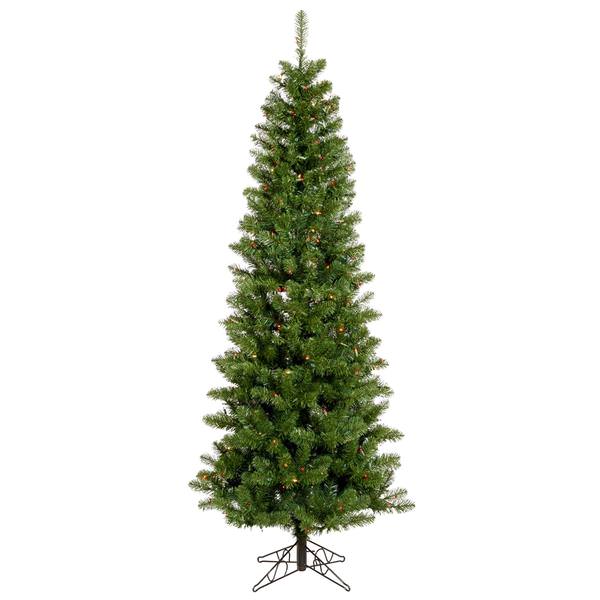 4.5' x 24" Artificial Salem Pencil Pine 150 Italian LED Multi-Color Lights