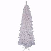 Vickerman 5.5' x 28" White Salem Pencil Pine 150 Italian LED Multi-Color Lights