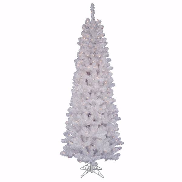 6.5' x 32" White Salem Pencil Pine 200 Italian LED Warm White Lights