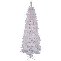 Vickerman 7.5' x 36" White Salem Pencil Pine 300 Italian LED Warm White Lights