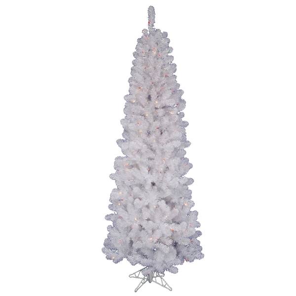 9.5' x 44" White Salem Pencil Pine 600 Multi-Color Lights