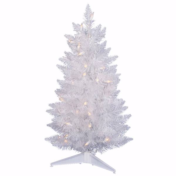 2.5' x 17" Crystal White Spruce Pencil 50 Italian LED Pure White Lights
