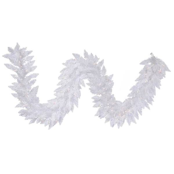 9' x 14" Crystal White Spruce Garland 100 Clear Lights