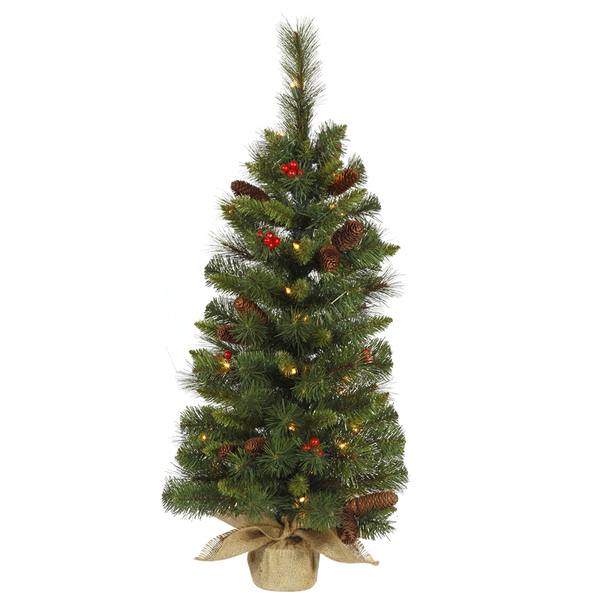 3' x 14" Artificial Mixed Pine Burlap Base 35 Clear Lights