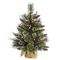 Vickerman 2' x 16" Artificial Snow Tipped Mixed Pine Burlap Base 20 Clear Lights