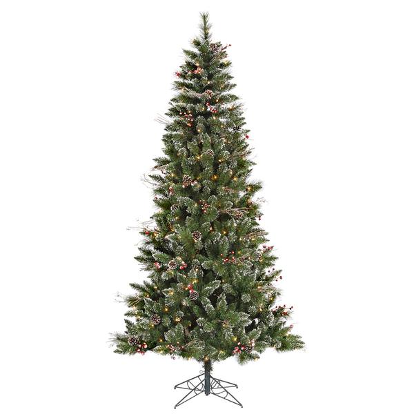 4.5' x 28" Artificial Snow Tipped Mixed Pine 150 Clear Lights