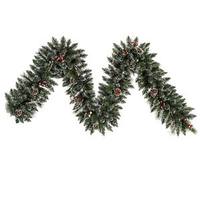 Vickerman 9' x 12" Artificial Snow Tipped Berry Pine Garland with Pine Cones, Vines and Berries