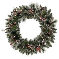 Vickerman 30" Artificial Snow Tipped Mixed Pine Wreath 50 Clear Lights