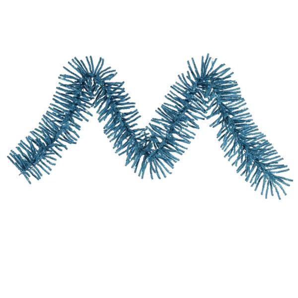 9' x 10" Artificial Sky Blue Mini Garland 50 Blue Lights