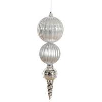 Vickerman 12" Silver Shiny / Matte Calabash Ornament