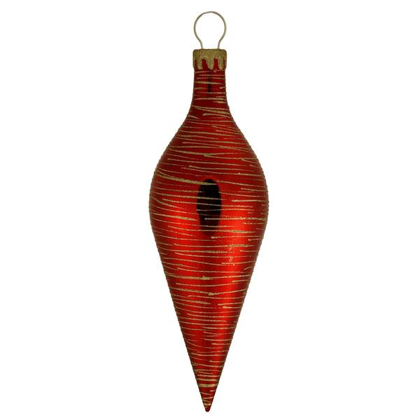 15.75" Red Shiny Glitter Teardrop Ornament