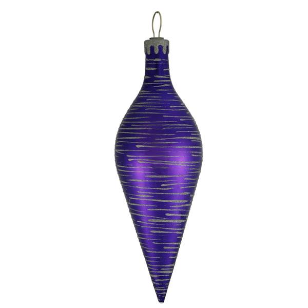 15.75" Purple Shiny Glitter Teardrop Ornament