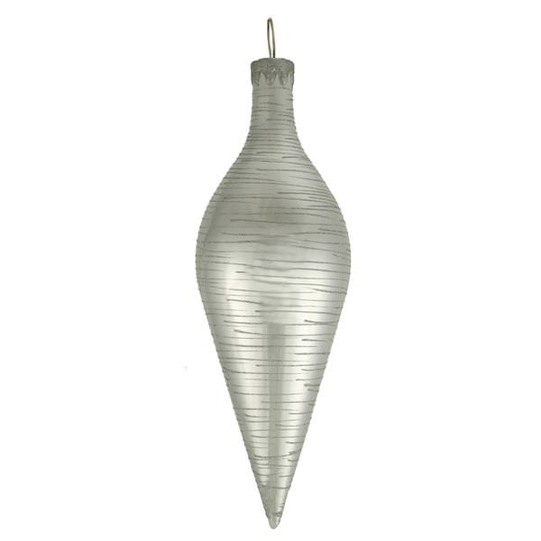 15.75" Silver Shiny Glitter Teardrop Ornament