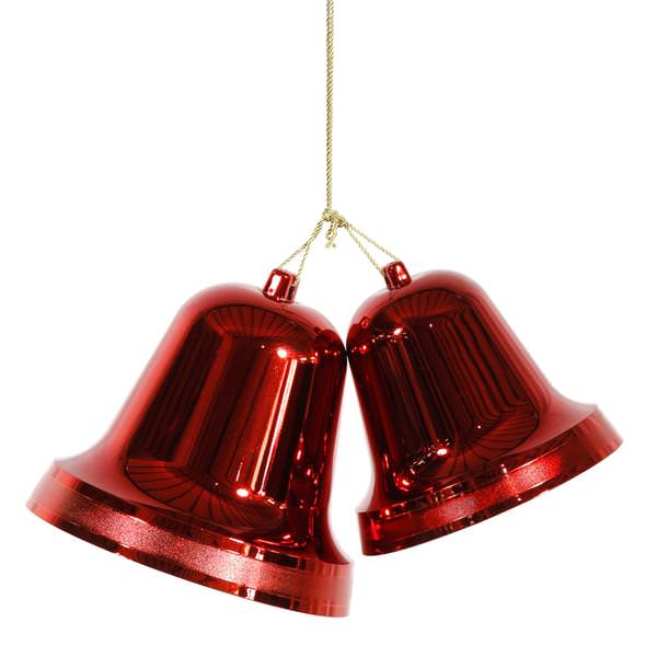 12" / 10" Red Shiny Double Bell Ornament