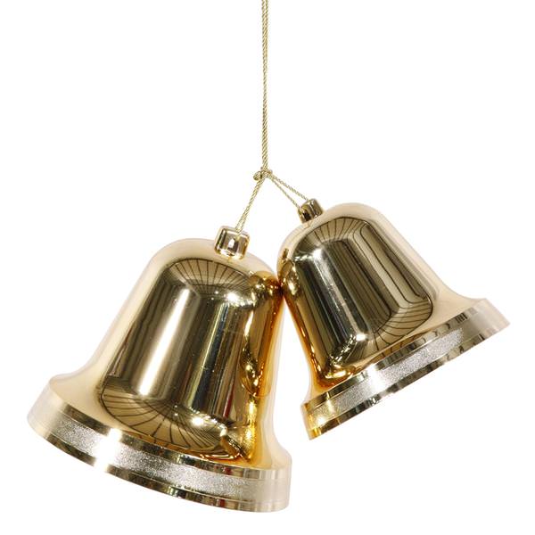 12" / 10" Gold Shiny Double Bell Ornament