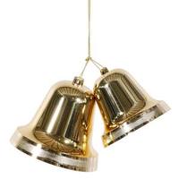 Vickerman 12" / 10" Gold Shiny Double Bell Ornament
