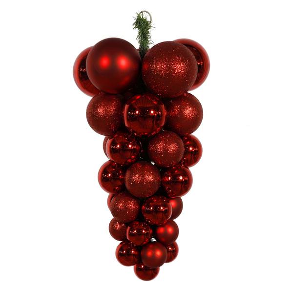 24" Red Shiny Matte Glitter Grape Cluster Ornament