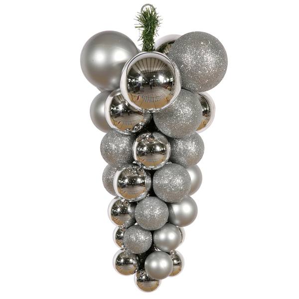24" Silver Shiny Matte Glitter Grape Cluster Ornament