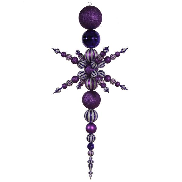 76" Purple 3 Finish Snowflake Finial Ornament