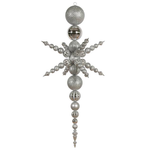 76" Silver Shiny Matte Ceramic Snowflake Finial Ornament