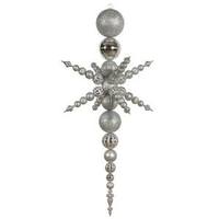 Vickerman 76" Silver Shiny Matte Ceramic Snowflake Finial Ornament