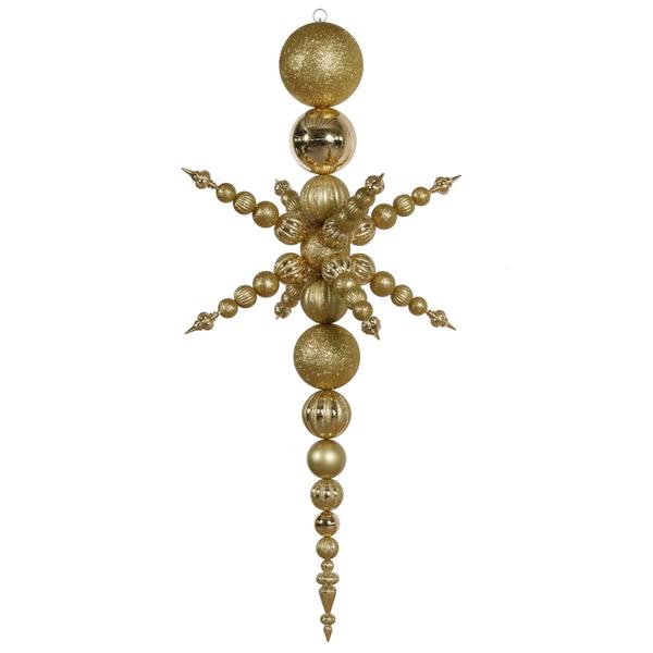 76" Gold Shiny Matte Ceramic Snowflake Finial Ornament