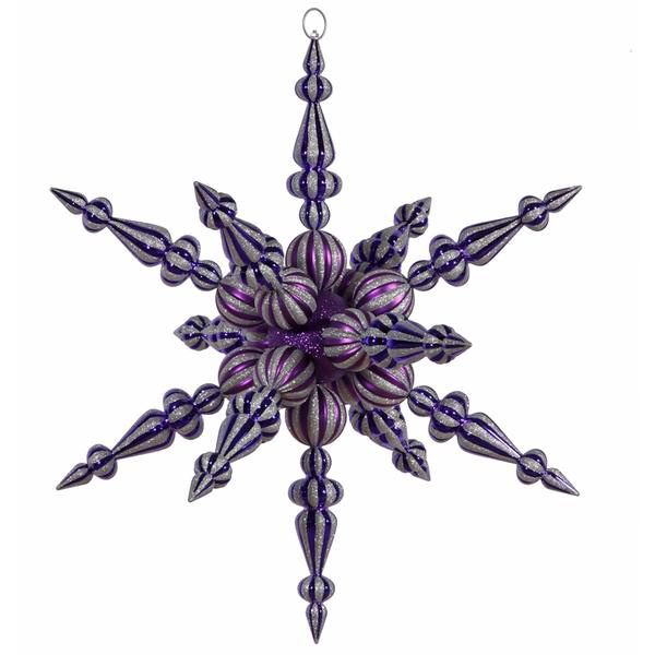 30" Purple Shiny Matte Glitter Radical Snowflake Ornament