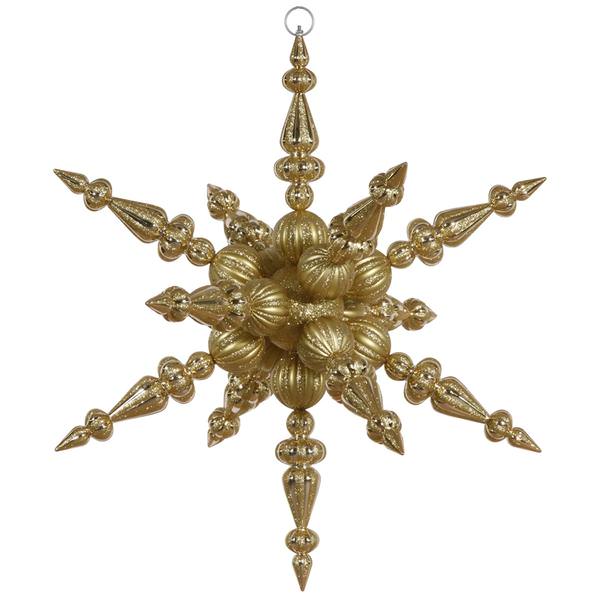 30" Gold Shiny Matte Glitter Radical Snowflake Ornament