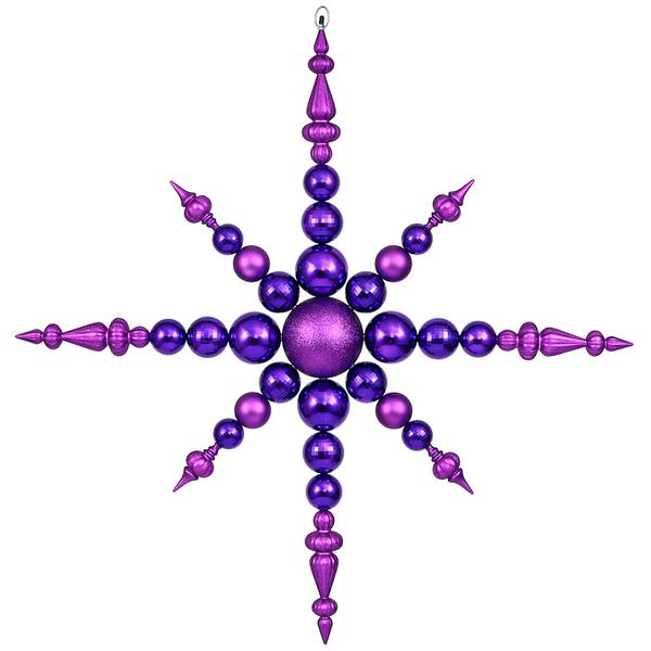 43" Purple Shiny Matte Glitter Snowflake Ornament