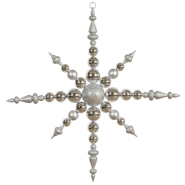 43" Silver Shiny Matte Glitter Snowflake Ornament