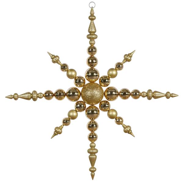 43" Gold Shiny Matte Glitter Snowflake Ornament