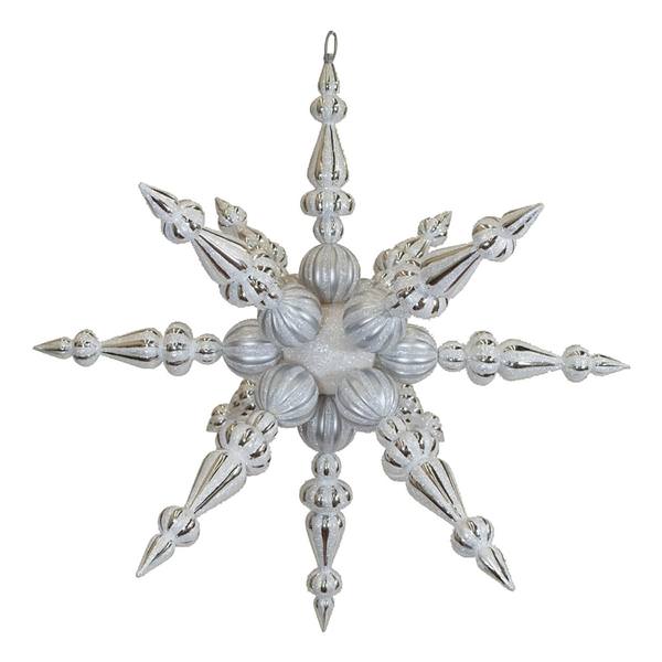 43" White Iridescent Shiny Matte Glitter Radical Snowflake Ornament
