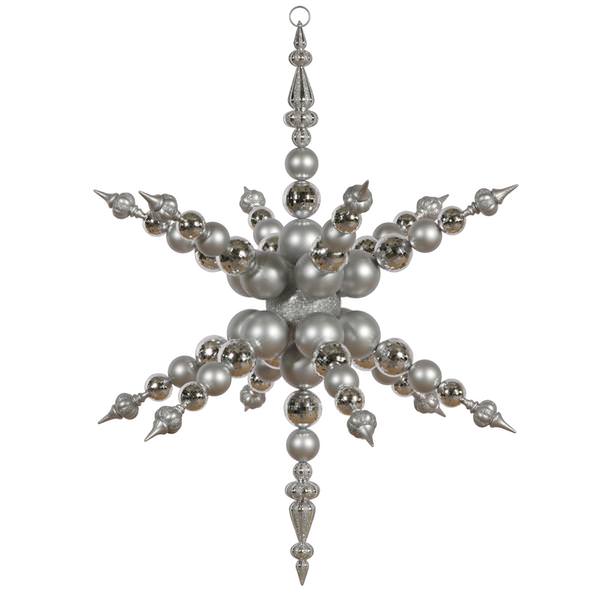 43" Silver Shiny Matte Glitter Radical Snowflake Ornament