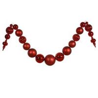 Vickerman 14' Red Shiny Matte Ball Garland Ornament