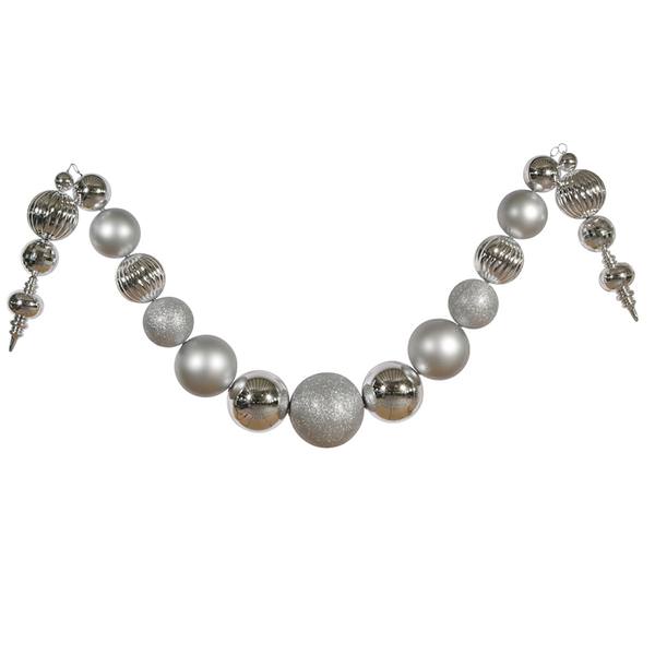 14' Silver Shiny Matte Ball Garland Ornament