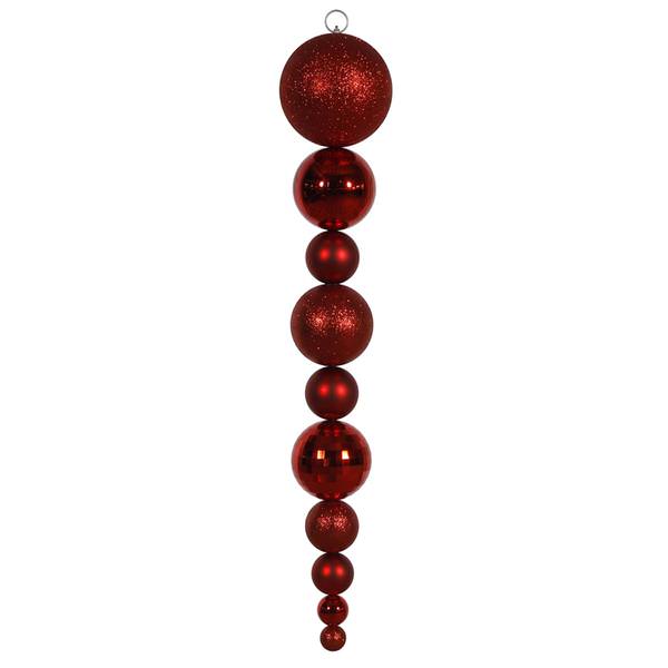 44" Red Shiny Matte Glitter Ball Drop Ornament