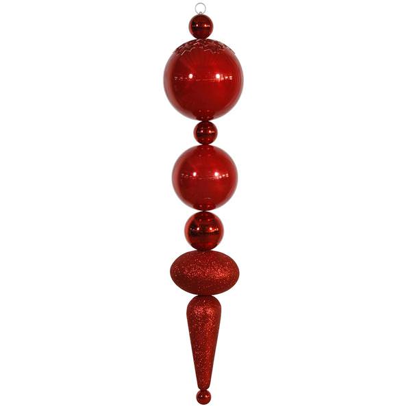 55" Red 3 Finish Finial Drop Ornament